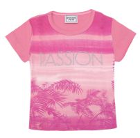 Remera Manga Corta Estampado Palmeras con Brillo