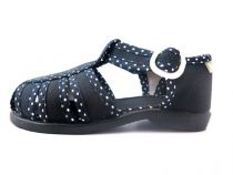 Zapatilla Sandalia de Tela Lona Con Hebilla Lunares y Lisa Tipo Franciscana