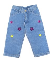 Pescadora de Jean con Flores Bordadas