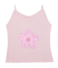 Remera Musculosa de Breteles con Aplique de Flor Lentejuelas y Canutillos