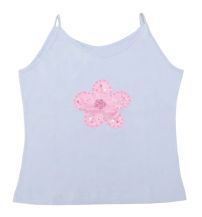 Remera Musculosa de Breteles con Aplique de Flor Lentejuelas y Canutillos