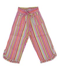 Pescadora de Tela Rayada con Cintura Elastizada 