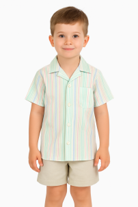 Camisa Manga Corta de Bambula Rayada