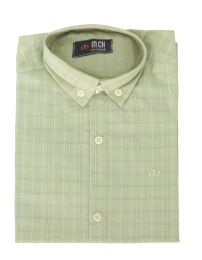 Camisa Manga Corta Estampado Cuadros con Tramado