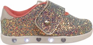 Zapatilla Velcro  Con Gliter/ Luz LED