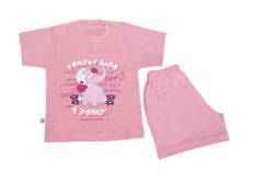 Pijama Verano Remera Manga Corta y Short Estampado Elefante