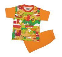 Pijama Verano Remera Manga Corta y Short Estampado Dinosaurio Barney