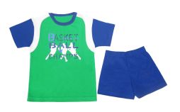 Pijama Verano Remera Manga Corta y Short Estampado Basket Ball