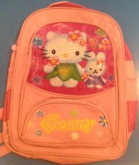 Mochila espalda grande, Hello Kitty Vinil en bolsillo delantero, rosa beauty