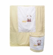 Acolchado Cuna Funcional con Chichonera Bordado Nena y Gato