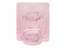 Acolchado Cuna Funcional con Chichonera Bordado Elefante y Flores