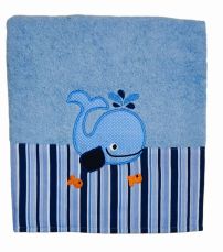 Toallon Infantil Con Guarda Rayada Y Bordado 