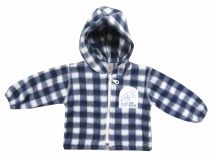 Campera de Polar con Capucha Estampado Cuadros Aplique de Conejo