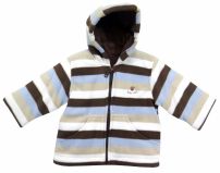 Campera de Polar con Wata y Capucha Estampado Rayado