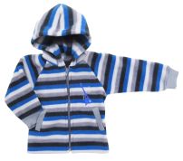 Campera de Polar con Capucha Estampado Rayado y Guitarra Bordada