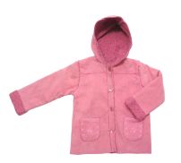 Campera con Capucha de Gamuza Interior Cordero Flores Bordadas