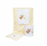 Acolchado Cuna con Chichonera Bordado Conejos