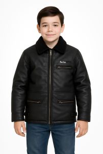 Campera de Cuero Desgastado con Corderito Interno