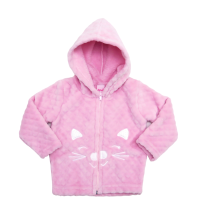 Campera Plush con Capucha y Aplique Gatito Bordado