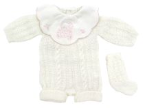 Enterito sin Pie Tejido con Cuello Bordado Oso y Botitas