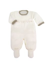 Enterito con Pie Tejido con Flores Bordada