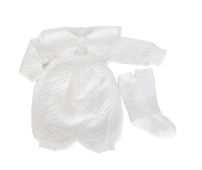 Conjunto de Remera Cuello Bordada y Jardinero Tejido - Incluye Botitas