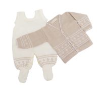 Conjunto Enterito Sin Mangas Tejido con Pie y Saquito