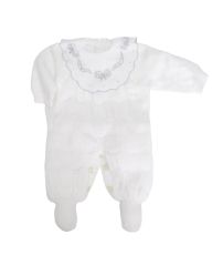 Enterito Tejido con Pie con Cuello Baby Bordado Moños