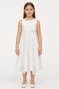 Vestido Comunion Sin Mangas con Pasamaneria  Perlas