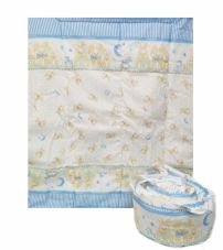 Acolchado Cuna Funcional con Chichonera Estampado Conejos con Letras y Cubos