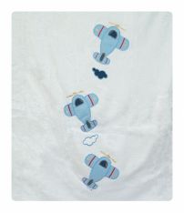 Acolchado 1 una Plaza Reversible Estampado Lunares y Aviones Bordados