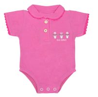 Body de Pique Manga Corta Bordado Flores 