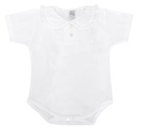 Body de Pique Manga Corta Cuello Chomba con Broderie 