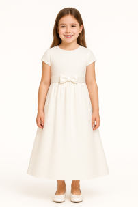 Vestido Comunión Broderie Con Moño En Raso 