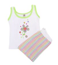 Pijama Verano Remera Musculosa y Short Estampado Flor y Rayas