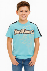 Remera Manga Corta Combinada Estampada