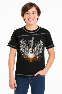 Remera Manga Corta Estampado Guitarra con Alas
