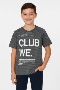 Remera Manga Corta Estampado Rayado Club