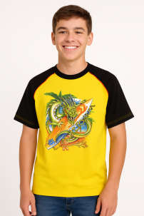 Remera Manga Corta Estampado Dragon