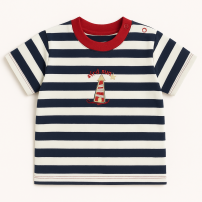 Remera Manga Corta Rayado Bordado Faro