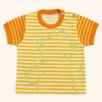 Remera Manga Corta Estampado Rayado y Oso