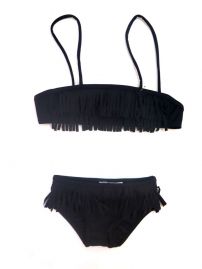 Malla 2 Piezas Bikini Liso con Flecos