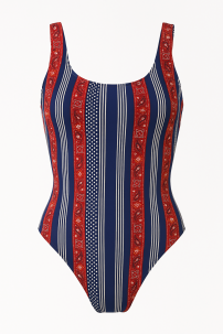 Malla Entera Estampado Rayas y Corazones