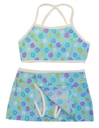 Malla 2 Piezas Estampado Flores con Volado Tipo Pollera