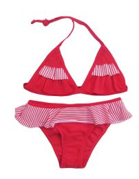 Malla de 2 Piezas Volados Combinado Liso y Rayado