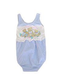 Malla Entera con Volado Estampado Rayas y Osos