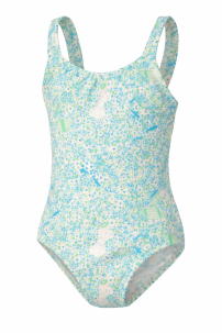 Malla Entera Estampado Flor con Aplique de Moño Atras