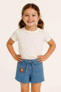 Short de Jean con Botones y Ajuste en la Cintura