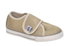 Zapatilla Tela Con Velcro Dorada 