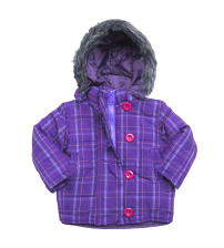 Campera de Microfibra y Wata con Capucha Estampado Escoces Capucha Desmontable Peluda